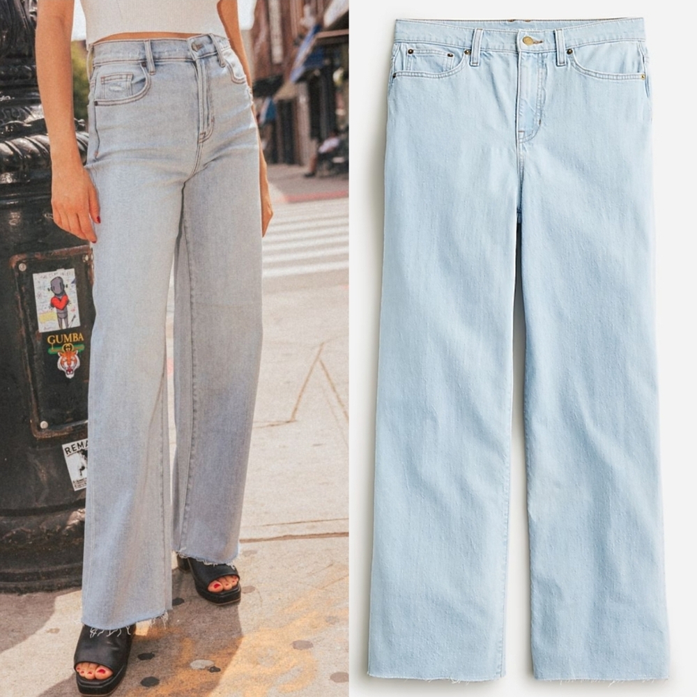J. Crew Slim Wide Leg Rocky Wash Denim Jeans